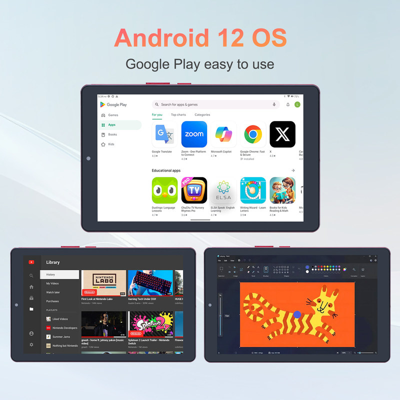 সি আইডিয়া 9 ইঞ্চি অ্যান্ড্রয়েড 12 ট্যাবলেট 8 জিবি র্যাম 512 জিবি রম 5 এমপি + 8 এমপি ডুয়াল ক্যামেরা ওয়াইফাই ট্যাবলেট সিএম 915 (লাল) সহ