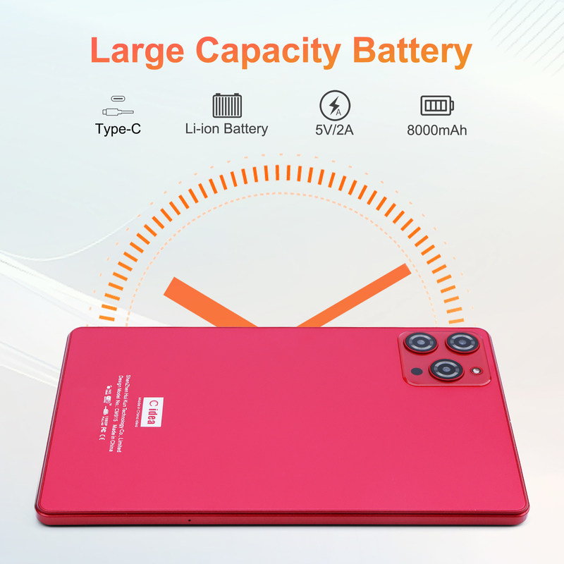 সি আইডিয়া 9 ইঞ্চি অ্যান্ড্রয়েড 12 ট্যাবলেট 8 জিবি র্যাম 512 জিবি রম 5 এমপি + 8 এমপি ডুয়াল ক্যামেরা ওয়াইফাই ট্যাবলেট সিএম 915 (লাল) সহ