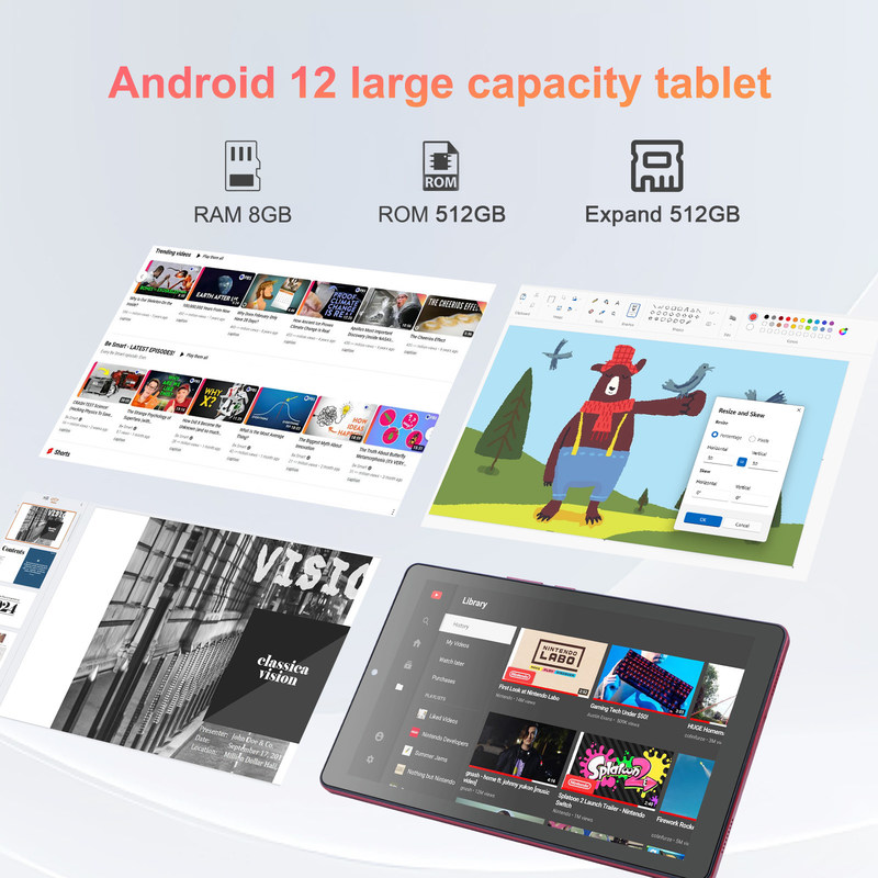 সি আইডিয়া 9 ইঞ্চি অ্যান্ড্রয়েড 12 ট্যাবলেট 8 জিবি র্যাম 512 জিবি রম 5 এমপি + 8 এমপি ডুয়াল ক্যামেরা ওয়াইফাই ট্যাবলেট সিএম 915 (লাল) সহ