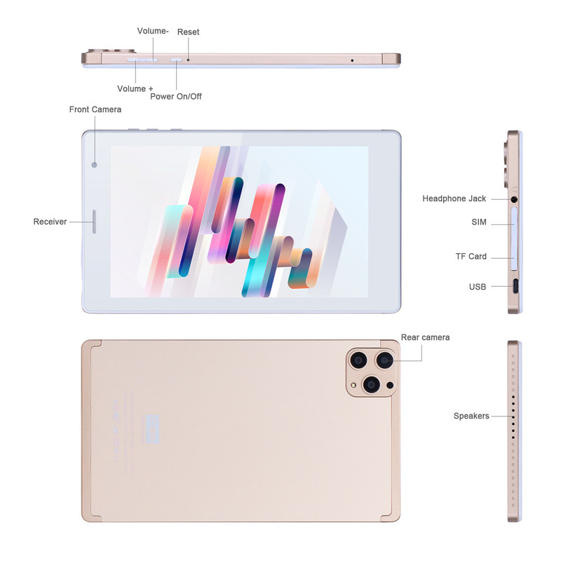সি আইডিয়া ৭ ইঞ্চি অ্যান্ড্রয়েড স্মার্ট ট্যাবলেট ৮+৫১২ জিবি কোয়াড কোর ওয়াইফাই ট্যাবলেট এইচডি টাচ স্ক্রিন সিএম৫১৩ ((গোল্ড)