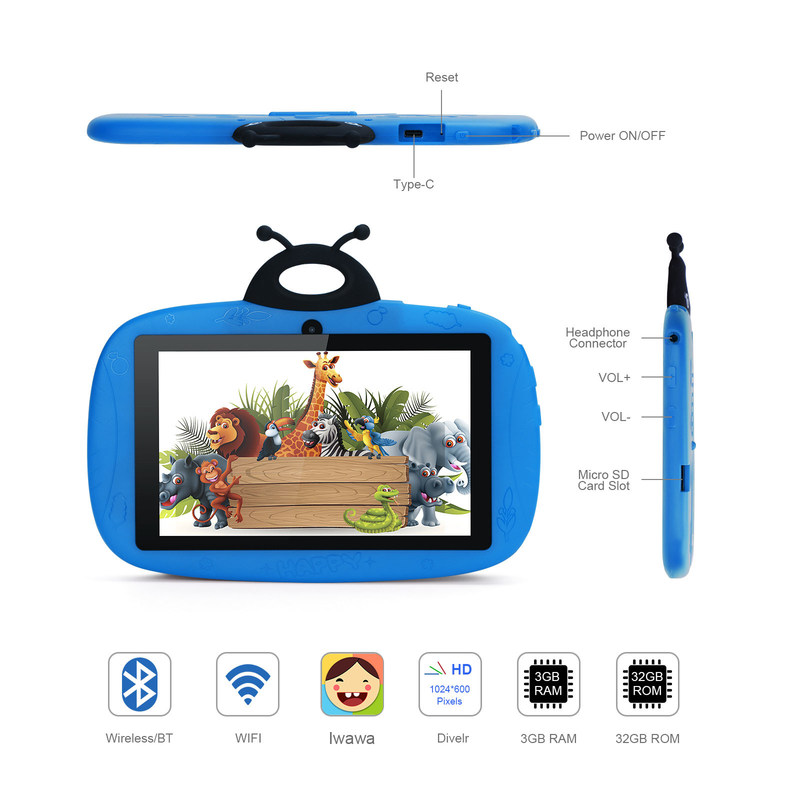 সি আইডিয়া ৭ ইঞ্চি কিডস ট্যাবলেট কোয়াড-কোর ট্যাবলেট কিডস্প্যাড সুরক্ষা কেস সিএম৭৫ নীল