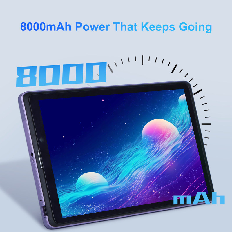 সি আইডিয়া পোর্টেবল 8 ইন অ্যান্ড্রয়েড ট্যাবলেট পিসি 8 জিবি র্যাম 512 জিবি অ্যান্ড্রয়েড 12 ট্যাবলেট আইপিএস এইচডি ডিসপ্লে কোয়াড কোর সিএম 818-বেগুনি