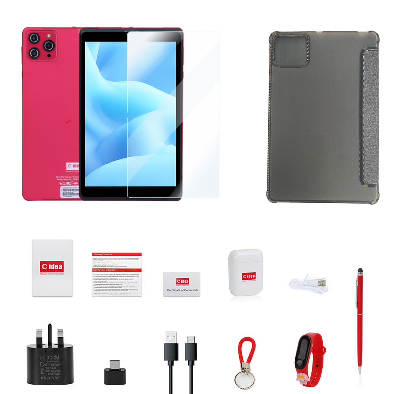 সি আইডিয়া ৮ ইঞ্চি অ্যান্ড্রয়েড ১২ ট্যাবলেট ৮ জিবি র্যাম ৫১২ জিবি রম ৮০০০ এমএএইচ ব্যাটারি ৫+৮ এমপি ক্যামেরা সিম সাপোর্ট সহ শিক্ষার্থীর জন্য সিএম ৮১৮-লাল