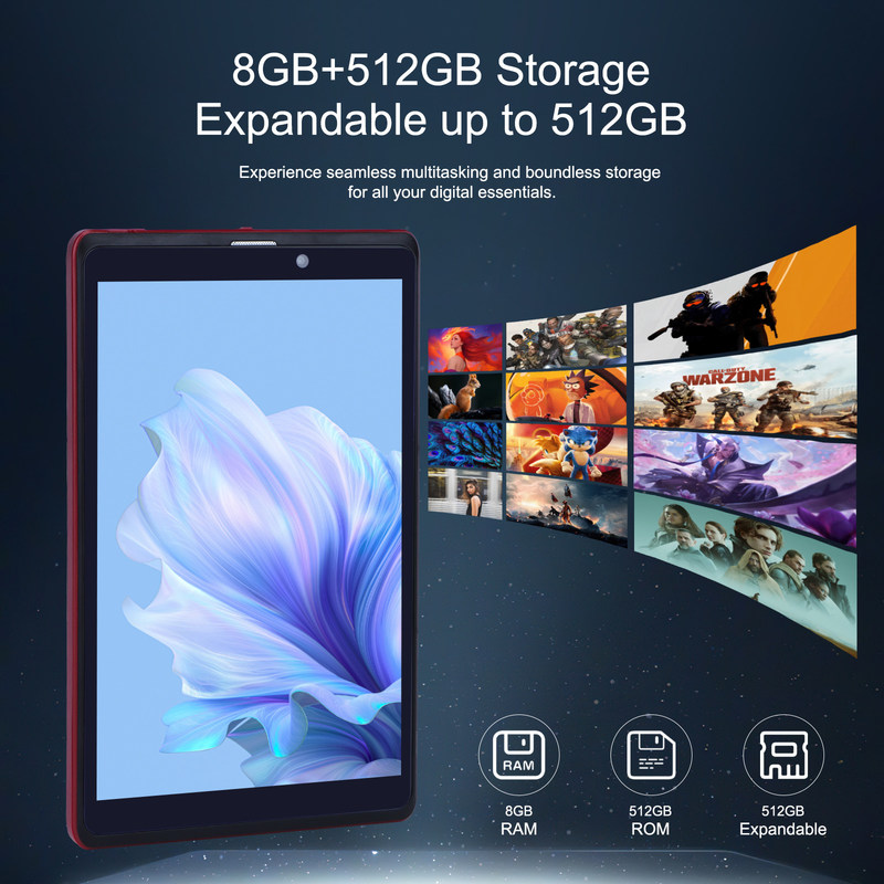 সি আইডিয়া ৮ ইঞ্চি অ্যান্ড্রয়েড ১২ ট্যাবলেট ৮ জিবি র্যাম ৫১২ জিবি রম ৮০০০ এমএএইচ ব্যাটারি ৫+৮ এমপি ক্যামেরা সিম সাপোর্ট সহ শিক্ষার্থীর জন্য সিএম ৮১৮-লাল