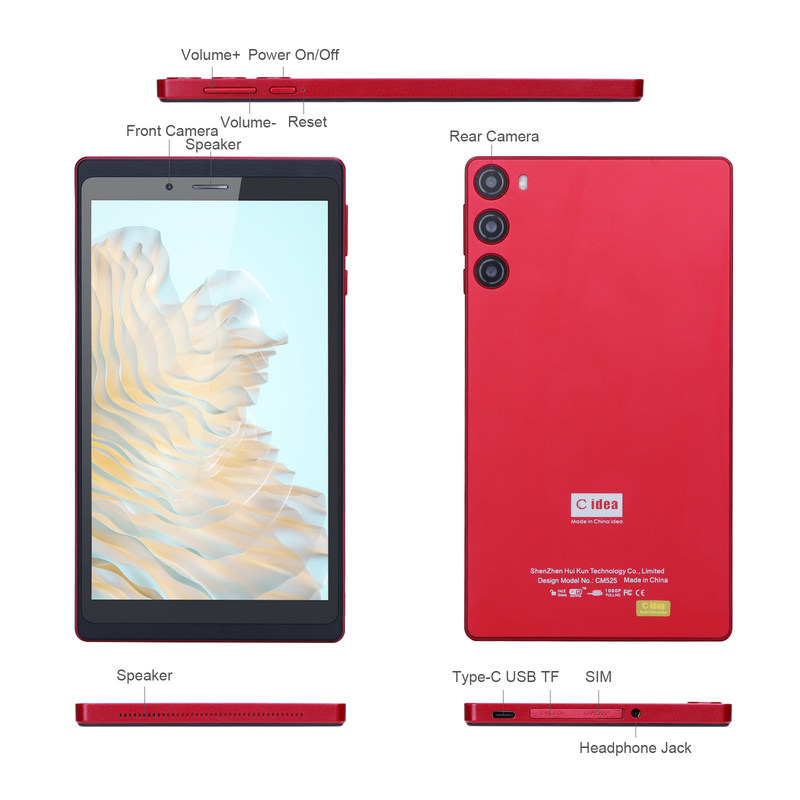 সি আইডিয়া ৭ ইঞ্চি ট্যাবলেট ৫১২ জিবি সিম সহ অ্যান্ড্রয়েড ট্যাবলেট পিসি শিক্ষার্থীদের জন্য শেখার জন্য সিএম ৫২৫ লাল