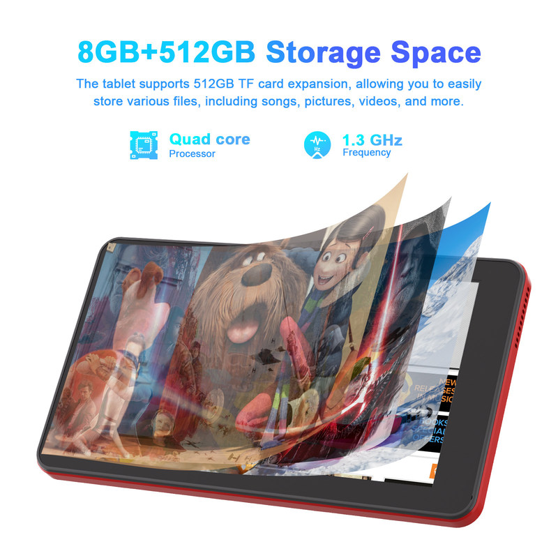 সি আইডিয়া অ্যান্ড্রয়েড 13 ট্যাবলেট সিম ওয়াইফাই সহ 7 ইঞ্চি টাচ স্ক্রিন ট্যাবলেট শিক্ষার্থীদের জন্য সিএম 518 প্রো লাল