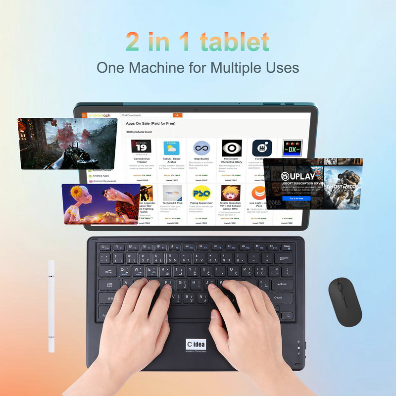 সি আইডিয়া ১৪ ইঞ্চি ট্যাবলেট বড় স্টোরেজ স্মার্ট ট্যাবলেট পিসি কীবোর্ড সিএম১৪০০০ প্লাস নীল