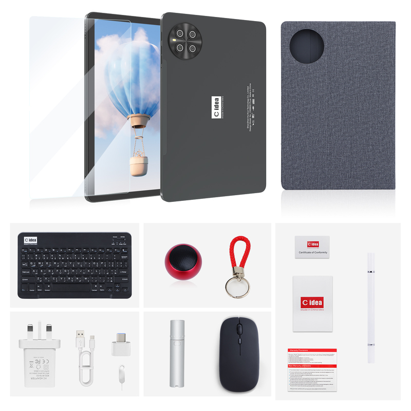 সি আইডিয়া ১০.১ ইঞ্চি ট্যাবলেট পিসি অ্যান্ড্রয়েড ১৫ ট্যাবলেট কীবোর্ড এবং মাউস সহ CM8800plus ধূসর