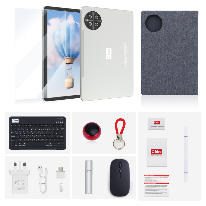 সি আইডিয়া ১০.১ ইঞ্চি সিম ট্যাবলেট ওয়াইফাই অ্যান্ড্রয়েড ট্যাবলেট স্টাইলাস পেন সহ CM8800plus সিলভার