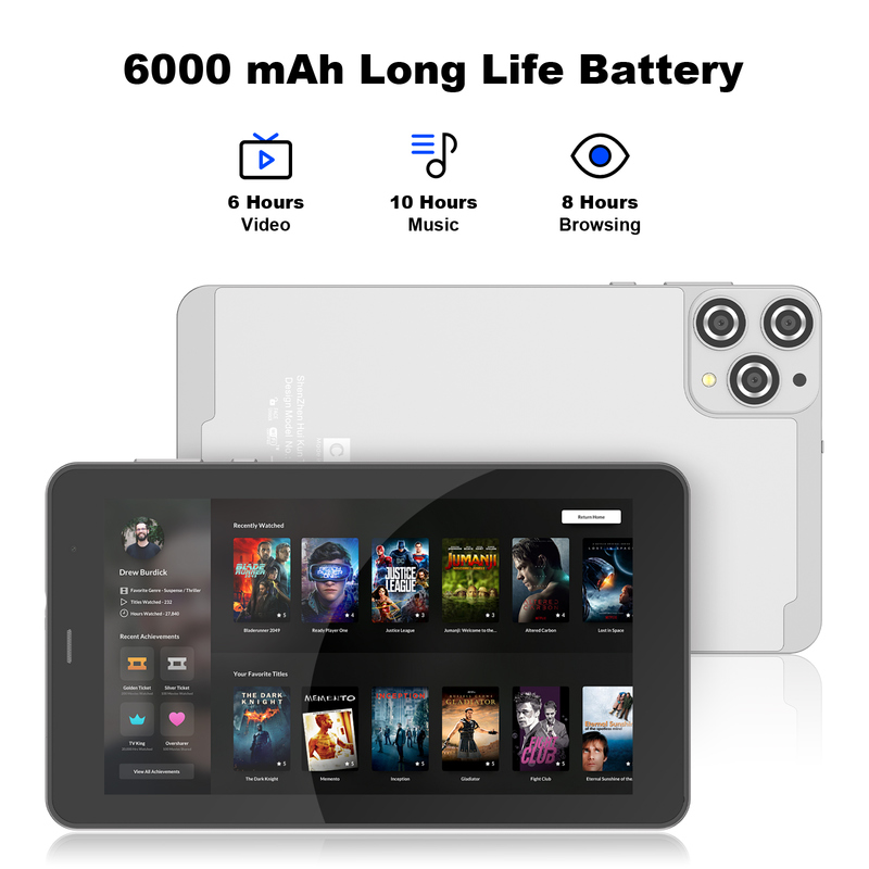 C idea ৭ ইঞ্চি ওয়াইফাই ট্যাবলেট, কেস সহ, 8+256GB স্টোরেজ, কোয়াড কোর প্রসেসর, 600x1024 IPS টাচস্ক্রিন, CM516 সিলভার