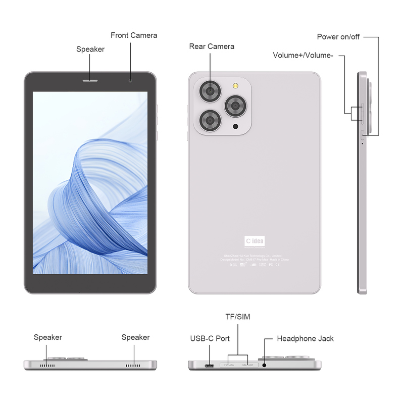 সি আইডিয়া ৮ ইঞ্চি ওয়াইফাই ট্যাবলেট ৮+৫১২ জিবি স্টোরেজ কোয়াড কোর প্রসেসর ৮০০x১২৮০ আইপিএস টাচস্ক্রিন স্লিভার সিএম৮১৭ প্রো