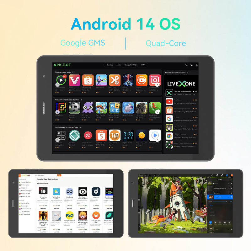 সি আইডিয়া যুব 8 ইঞ্চি ট্যাবলেট অ্যান্ড্রয়েড 15 ব্ল্যাক লাইট স্ক্রিন সহ, ওয়াইফাই, 8 জিবি + 512 জিবি, 800 * 1280 আইপিএস ইনসেল সিএম 828