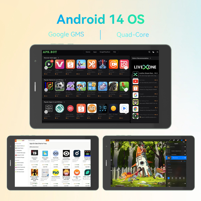 C idea Youth সবুজ ৮ ইঞ্চি ট্যাবলেট Android 15, tf কার্ড স্লট সহ, WiFi, 8GB + 512GB, 800*1280 IPS ইনসেল CM828