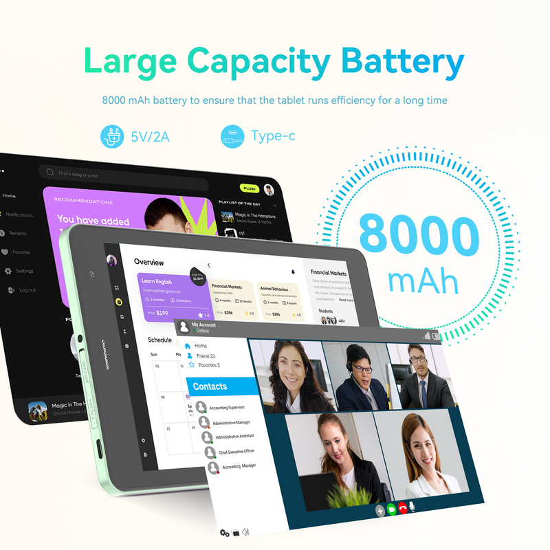 C idea Youth সবুজ ৮ ইঞ্চি ট্যাবলেট Android 15, tf কার্ড স্লট সহ, WiFi, 8GB + 512GB, 800*1280 IPS ইনসেল CM828